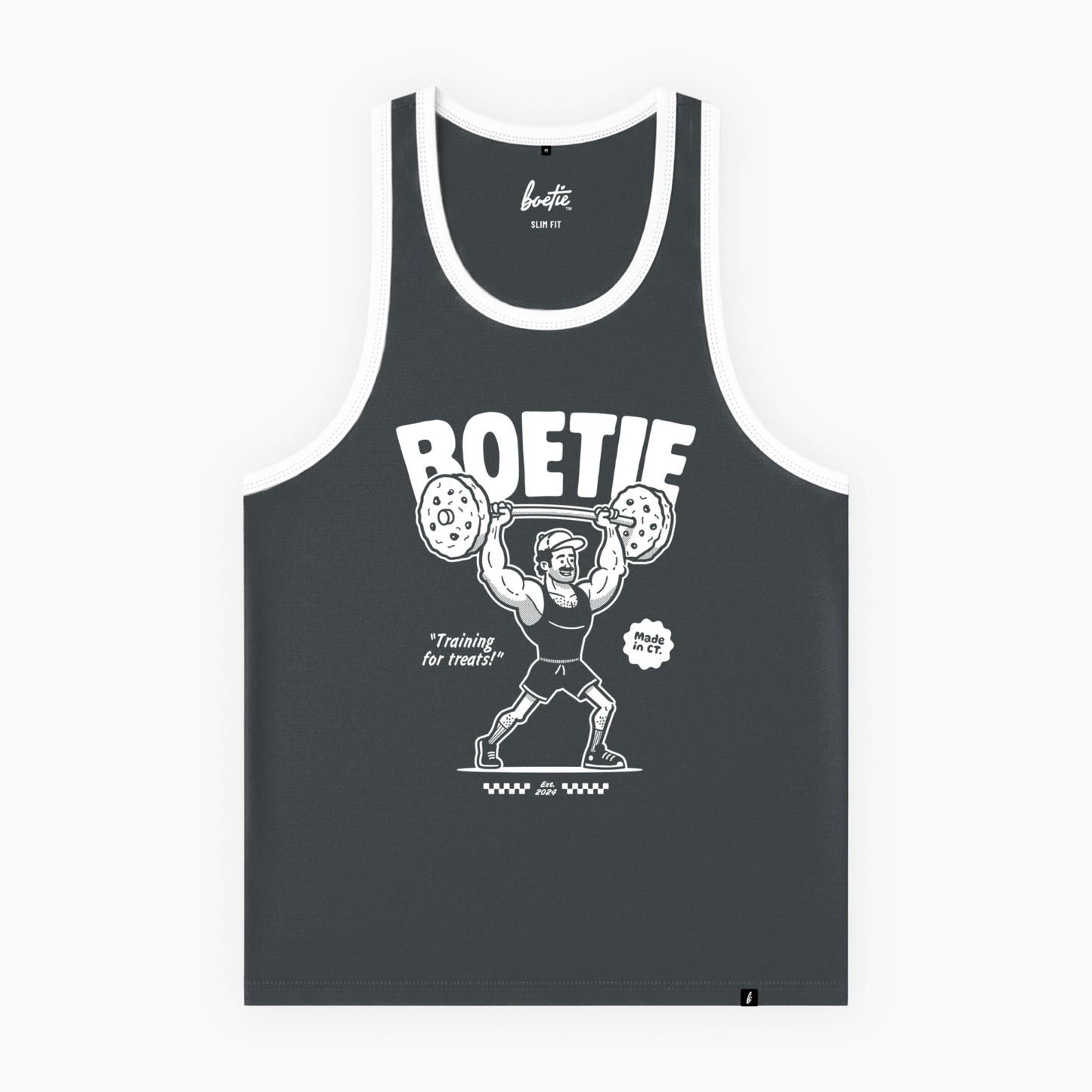 "Biscuit Barbell" Boetie Tank - Charcoal